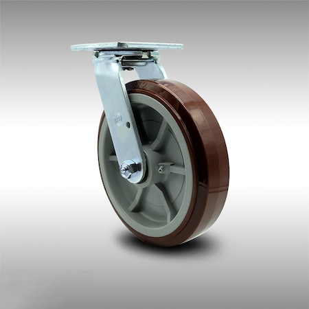 Service Caster 8 Inch Stainless Steel Polyurethane Wheel Swivel Caster with Ball Bearing SCC SCC-SS30S820-PPUB